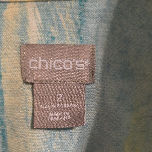 Chico's Pastel Blue and Yellow Shirt - Picture 2 of 11